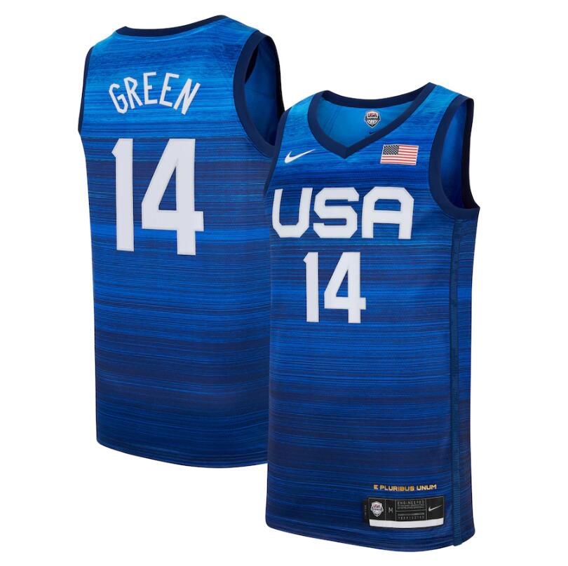 2021 Olympic USA 14 Green Blue Nike NBA Jerseys
